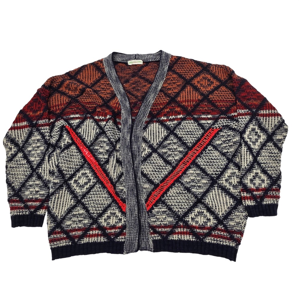 Modern Retro Staring at Stars Cardigan Womens M Multi Color Open Front Knit
